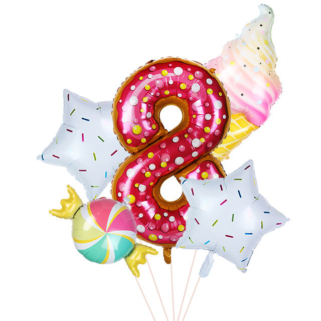 36 Inch Ice Cream Donut Number Balloon