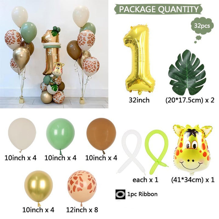 32 Inch Jungle Animal Number Balloons - Set