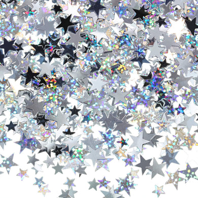 60G Star Confetti Glitter Star Table Confetti Metallic Foil Stars for Party Wedding Festival Decorations (Silver Set, 10Mm and 6Mm)