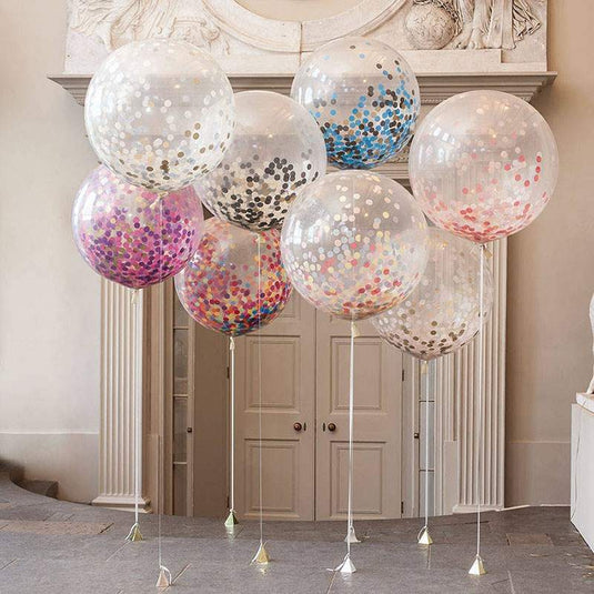 12 Inch Confetti Clear Balloons - Pack of 12