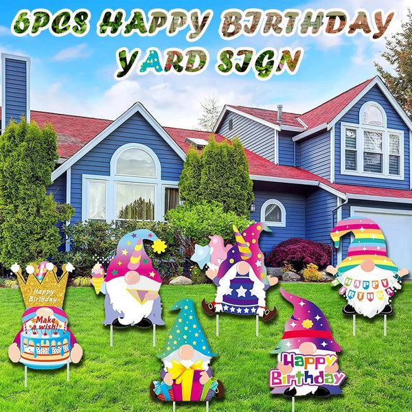 6 Pcs Happy Birthday Yard Sign