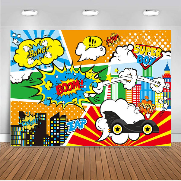 Super Hero City Theme Birthday Party Backdrops