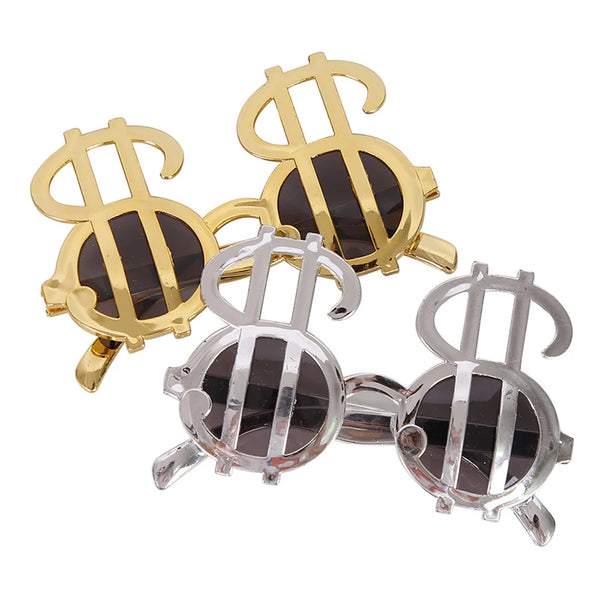 Gold Silver Dollar Sign Glasses Photobooth Props