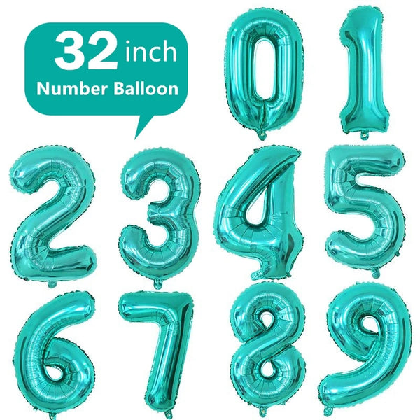 32Inch Tiffany Blue Number Foil Balloons