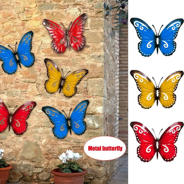 Metal Butterfly Fence Yard Decorations - 3 Pcs