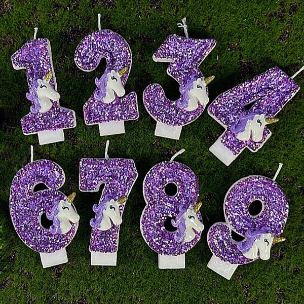 Unicorn Number Candles Purple Sparklers