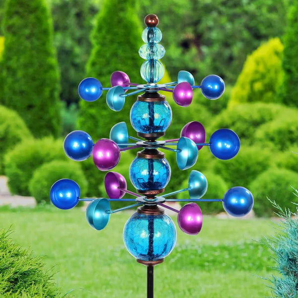 Garden Wind Spinner with Glass Crackle Balls