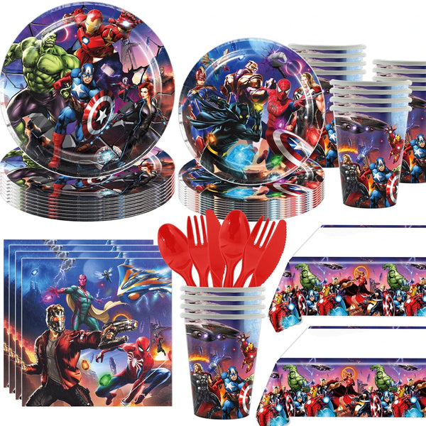 Avengers Cups Plates Balloons Disposable Tableware