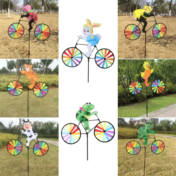 3D Animal on Bike Windmill Outdoor Decoration