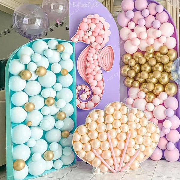 Large Mermaid Seahorse Shell Mosaic Frame Stand Balloon Filling Box