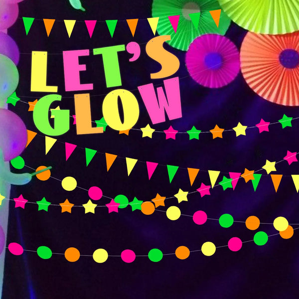 Neon Fluorescent Party Supplies UV Glow in The Dark Banner