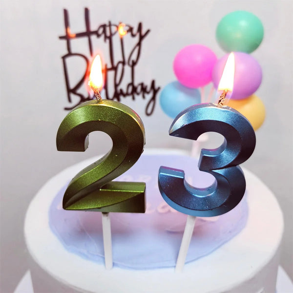 Green Blue Number Candles