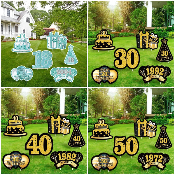 6 Pcs 18-30-40-50 Birthday Yard Sign