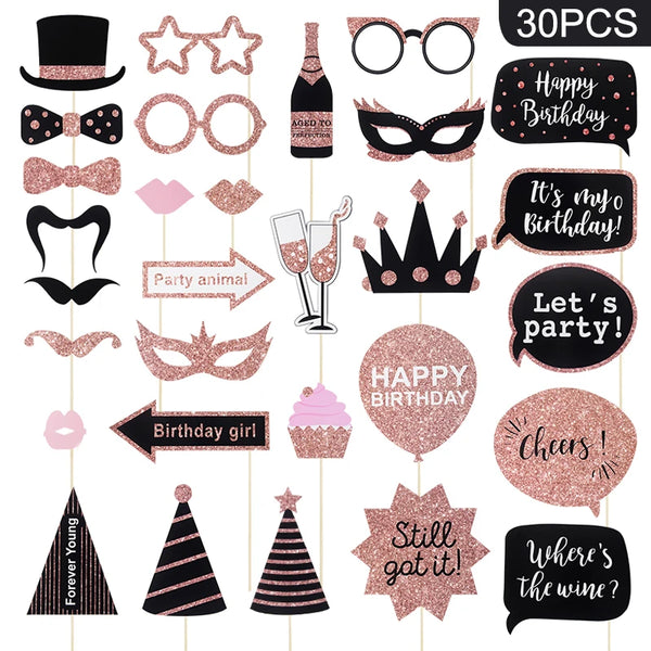 Happy Birthday Photo Booth Props Set