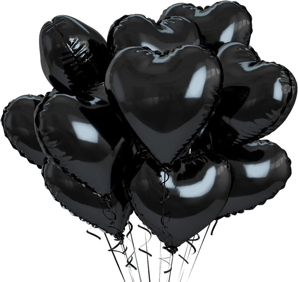 Black Heart Balloons - 10pcs 18 inch