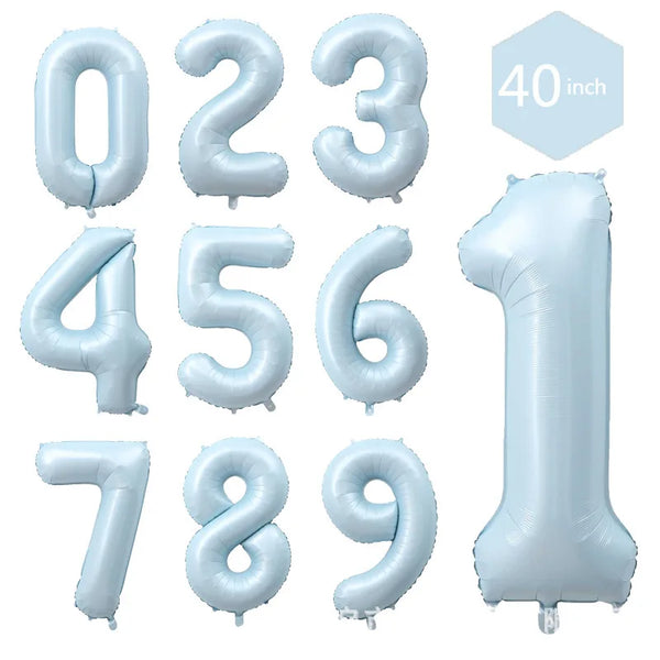 40Inch Baby Blue Number Foil Balloons