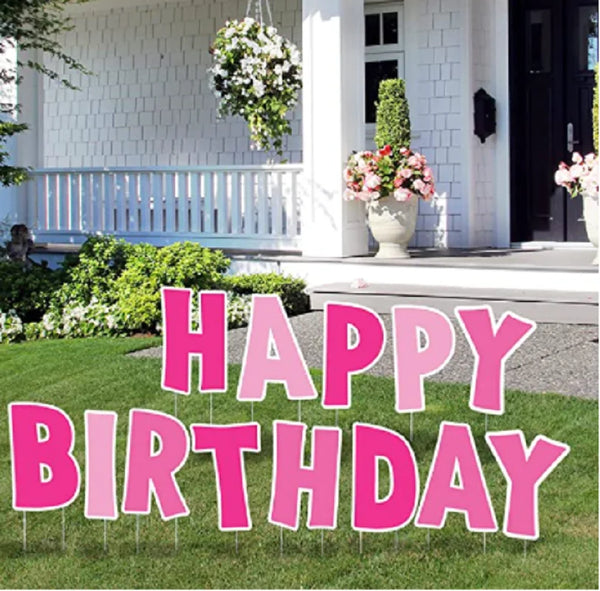 Pink Happy Birthday Yard Sign