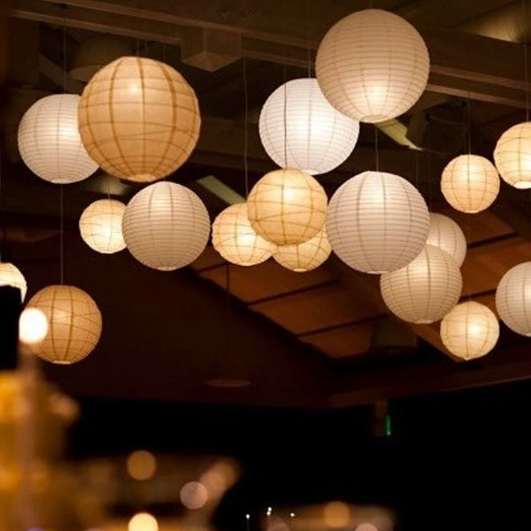 30/40/50/60pcs Mixed 4-14'' White Paper Lanterns