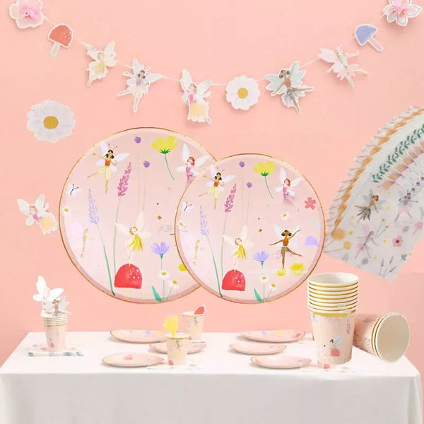 Fairy 10 Guests Disposable Tableware Butterfly Goddess Plates Napkin Cups