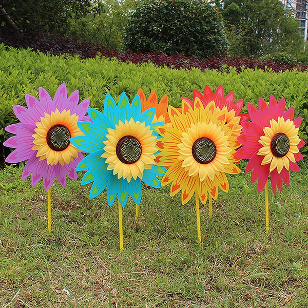 Colorful Sunflower Windmill Wind Garden Decoration