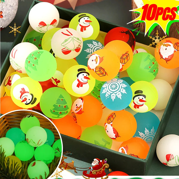 5/10pcs Christmas Glow-in-the-dark Elastic Ball Toys