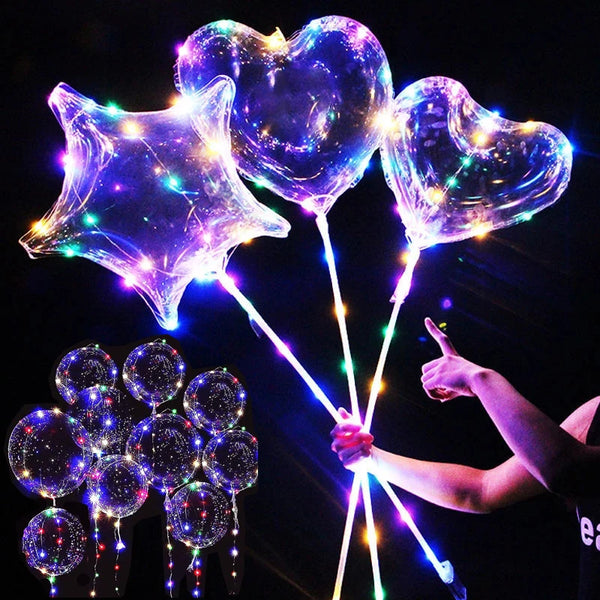 LED Light Up Bobo Balloons 20 Inch Colorful Luminous Clear Balloons