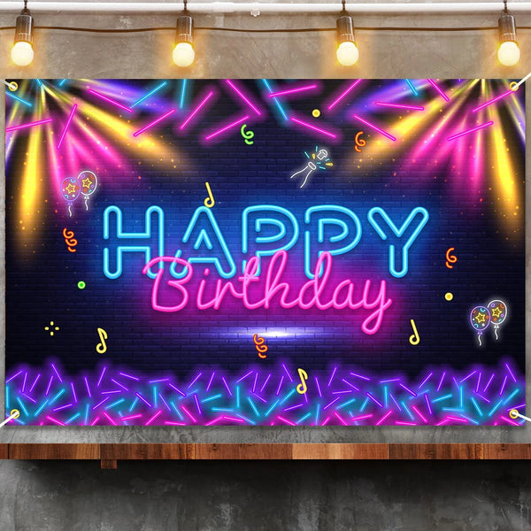 Fluorescence Happy Birthday Backdrop