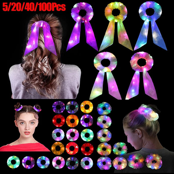 100-5Pcs Light Up Scrunchies Led Scrunchies  with Multi Light Mode