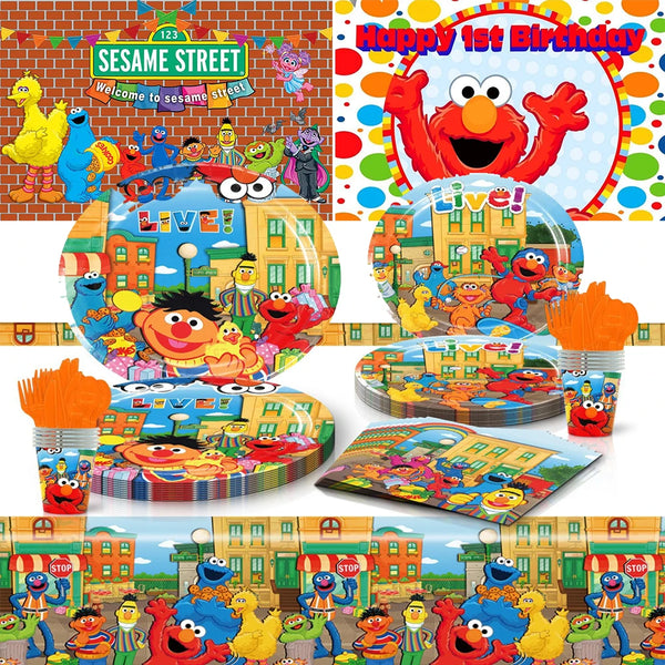 Sesame Street Party Decoration Disposable Tableware Paper Plate Balloon