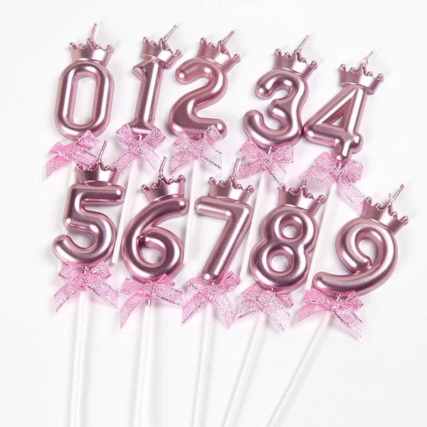 1pc Shiny Pink Crown Candles Digital