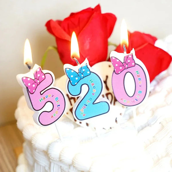 0-9 Pink Blue Birthday Number Candles