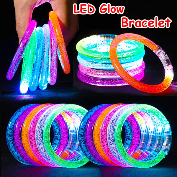 12/30 Pcs LED Bracelets Glow Bangle Light Up Wristbands