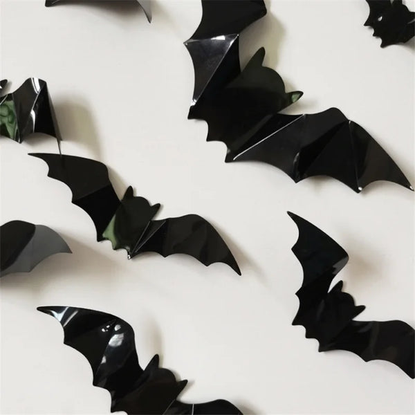 16 Pcs Halloween 3D Black Bat Wall Stickers