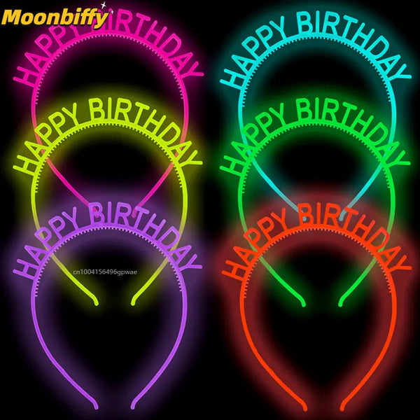 6 pcs Luminous Children's Letter Party Glow In Dark Gold and Silver Happy Birthday