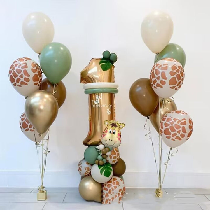 32 Inch Jungle Animal Number Balloons - Set